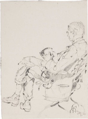 Смирнов Борис Александрович. Портрет В. П. Евдокимова (тестя художника) за чтением. 